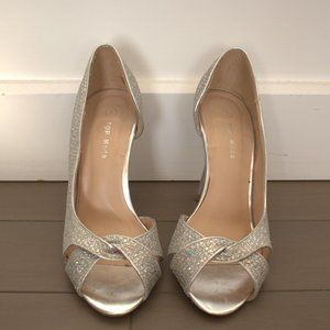 Silver Sparkling Open-Toe High-Heel Sandals